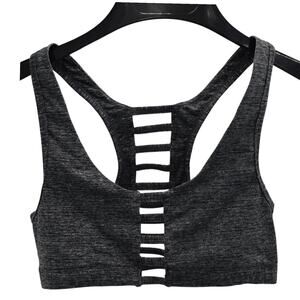 PINK Ultimate Unlined Sports Bra - Heather Gray - Front & Back Cutouts - Medium